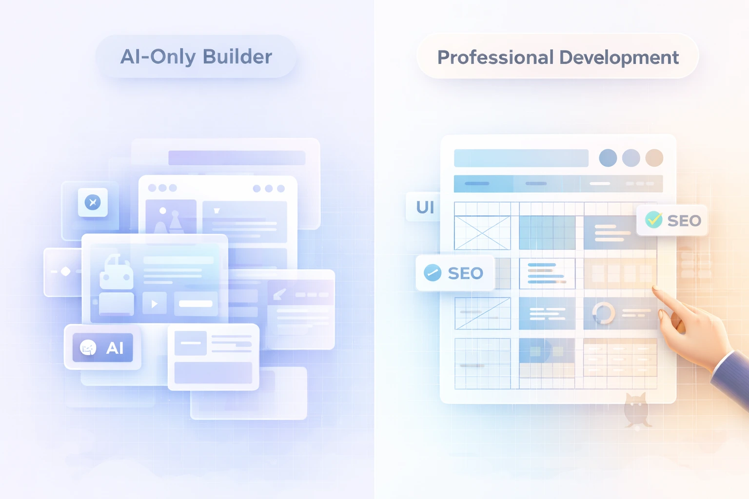 ai website vs professional website image